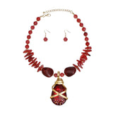 Pendant Red Stone Bead Teardrop Crystal Necklace