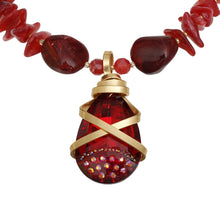 Load image into Gallery viewer, Pendant Red Stone Bead Teardrop Crystal Necklace
