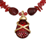 Pendant Red Stone Bead Teardrop Crystal Necklace