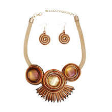 Load image into Gallery viewer, Bib Orange Looped Wire Round Bead Necklace
