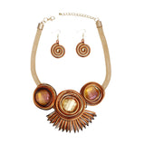 Bib Orange Looped Wire Round Bead Necklace