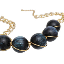 Load image into Gallery viewer, Collar Black Galactic Bead Gold Chain Necklace
