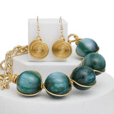 Collar Green Galactic Bead Gold Chain Necklace