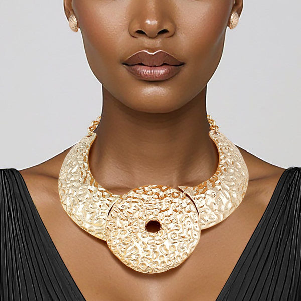 Bib Gold Warrior Chic Armor Plate Disc Necklace