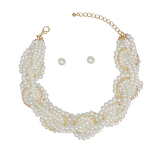 Load image into Gallery viewer, Choker Cream Woven Gold Ring Collar Necklace
