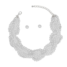 Load image into Gallery viewer, Choker White Woven Silver Ring Collar Necklace
