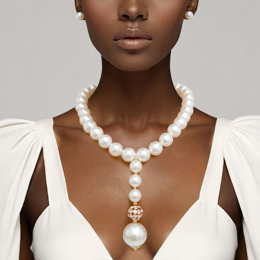 Pearl Couture Cream Single Strand Pendant Necklace