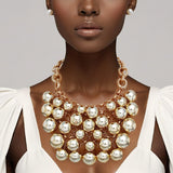 Bib Opulent Ball Bead Gold Chainmaille Necklace