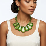 Semi Transparent Green Bead Link Collar Necklace