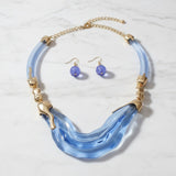 Bib Transparent Blue Melted Design Necklace