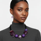 Beaded Purple Chunky Mixed Bead Tribal Necklace