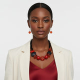 Beaded Red Chunky Mixed Bead Tribal Necklace