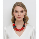 Beaded Red Chunky Mixed Bead Tribal Necklace