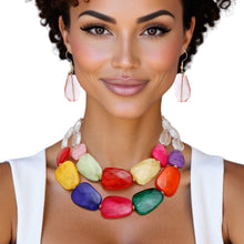 Cargar imagen en el visor de la galería, Collar Vibrant Marbled Multicolor Bead Necklace
