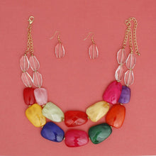 Cargar imagen en el visor de la galería, Collar Vibrant Marbled Multicolor Bead Necklace
