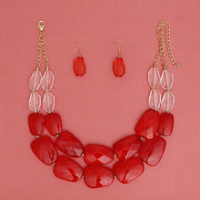 Cargar imagen en el visor de la galería, Collar Vibrant Marbled Red Bead Layered Necklace
