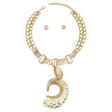 Pendant Gold Melted Metal Open C Chunky Necklace