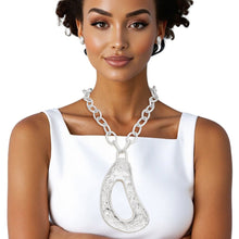 Load image into Gallery viewer, Pendant XL Silver Melted Metal Abstract Necklace
