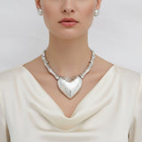 Pendant Silver Bamboo Heart Modern Love Necklace