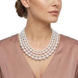 White Pearl Sophisticated 4 Layer Classic Necklace