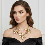 Bib Gold Chunky Floral Organic Petal Necklace