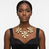 Bib Matte Gold Chunky Floral Organic Necklace