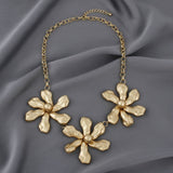 Bib Matte Gold Chunky Floral Organic Necklace