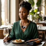 Black White Colorblock Bead Looped Layer Necklace