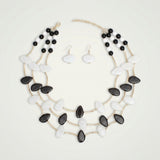 Layered Black and White Gold Tube Bead Necklace