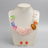 Colorful Geometric 21 Layer Stone Bead Necklace