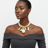Toggle 6 Strand Cream Natural Faux Pearl Choker