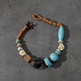 Tribal Natural Elements Turquoise Chunky Necklace