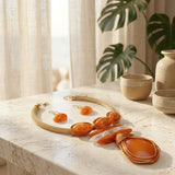 Bold Orange Teardrop Pendant Handmade Necklace