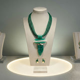 Green Marbled Horn Pendant Multi Cord Necklace