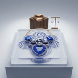 Blue Coiled Wire Heart Handmade Bib Necklace