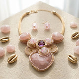 Soft Pink Coiled Wire Heart Handmade Bib Necklace
