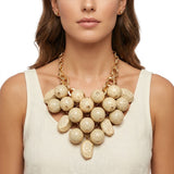 Chunky Ivory Crackle Bead Chainmaille Bib Necklace