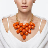 Chunky Orange Crackle Bead Chainmaille Bib Necklace
