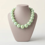 High Gloss Pearlescent Green 24mm Bead Necklace
