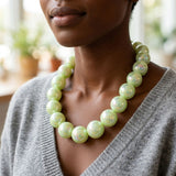 High Gloss Pearlescent Green 24mm Bead Necklace