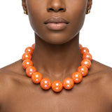High Gloss Pearlescent Orange 24mm Bead Necklace