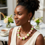 High Gloss Pearlescent Pink Green 24mm Necklace