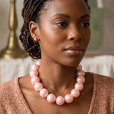 High Gloss Pearlescent Pink 24mm Bead Necklace