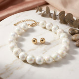 High Gloss Pearlescent White 24mm Bead Necklace