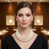 Cream Pearl Twisted 4 Strand Choker Necklace