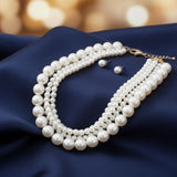 Cream Pearl Twisted 4 Strand Choker Necklace