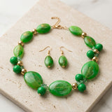 Apple Green Marbled Oval Bead Collar Necklace