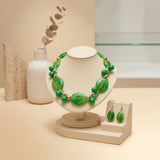 Apple Green Marbled Oval Bead Collar Necklace