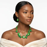 Apple Green Marbled Oval Bead Collar Necklace
