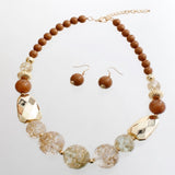 Earthy Brown Gold Flake Marble Beaded Necklace